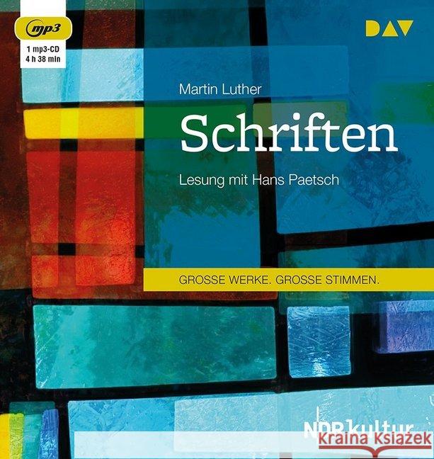 Schriften, 1 MP3-CD : Lesung mit Hans Paetsch (1 mp3-CD), Lesung. MP3 Format Luther, Martin 9783742400345
