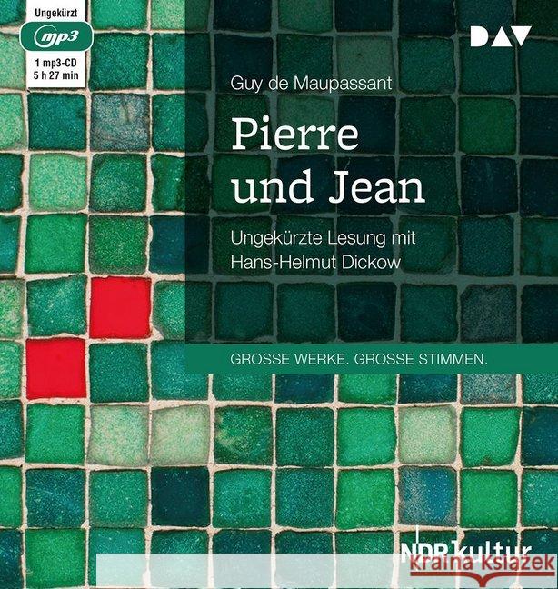 Pierre und Jean,, 1 MP3-CD : Ungekürzte Lesung (1 mp3-CD), Lesung Maupassant, Guy de 9783742402172 Der Audio Verlag, DAV