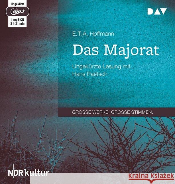 Das Majorat, 1 MP3-CD : Ungekürzte Lesung mit Hans Paetsch (1 mp3-CD), Lesung. MP3 Format Hoffmann, E. T. A. 9783742404381 Der Audio Verlag, DAV