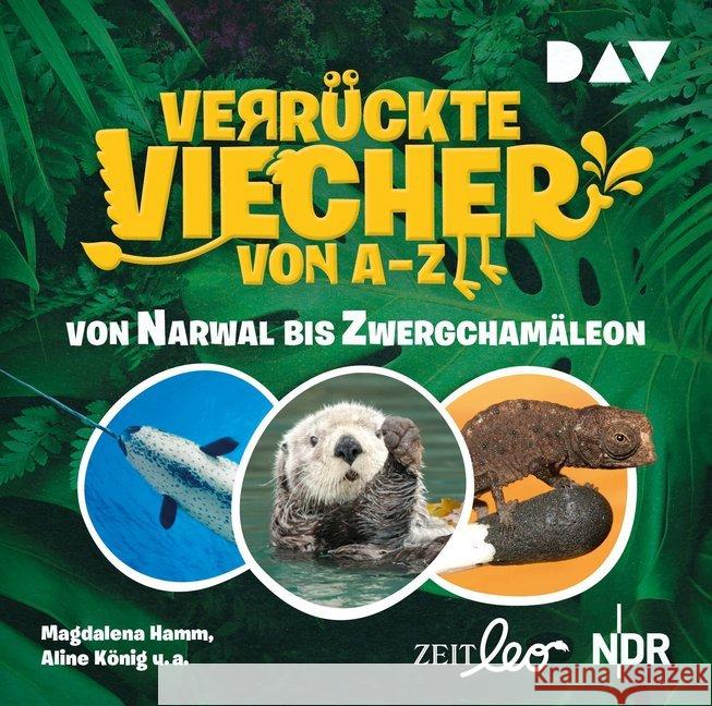 Verrückte Viecher von A bis Z - Von Narwal bis Zwergchamäleon, 1 Audio-CD : Features mit Magdalena Hamm und Aline König (1 CD), Hörspiel. CD Standard Audio Format Hamm, Magdalena; König, Aline 9783742413062 Der Audio Verlag, DAV