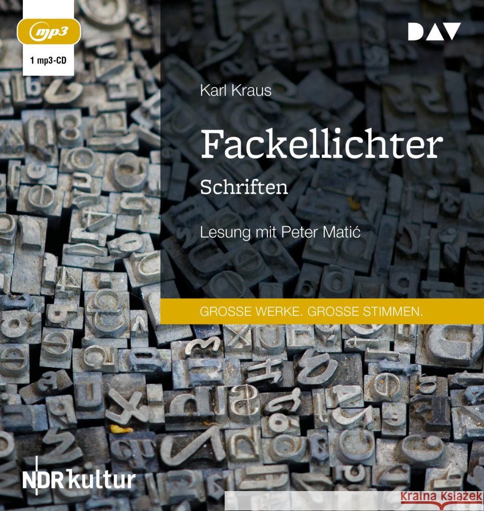 Fackellichter. Schriften, 1 Audio-CD, 1 MP3 Kraus, Karl 9783742418418 Der Audio Verlag, DAV