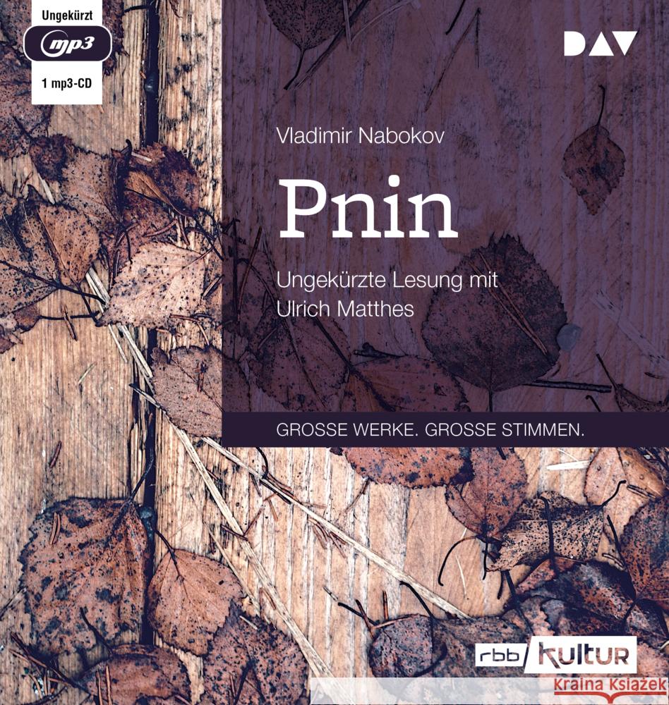 Pnin, 1 Audio-CD, 1 MP3 Nabokov, Vladimir 9783742421470 Der Audio Verlag, DAV