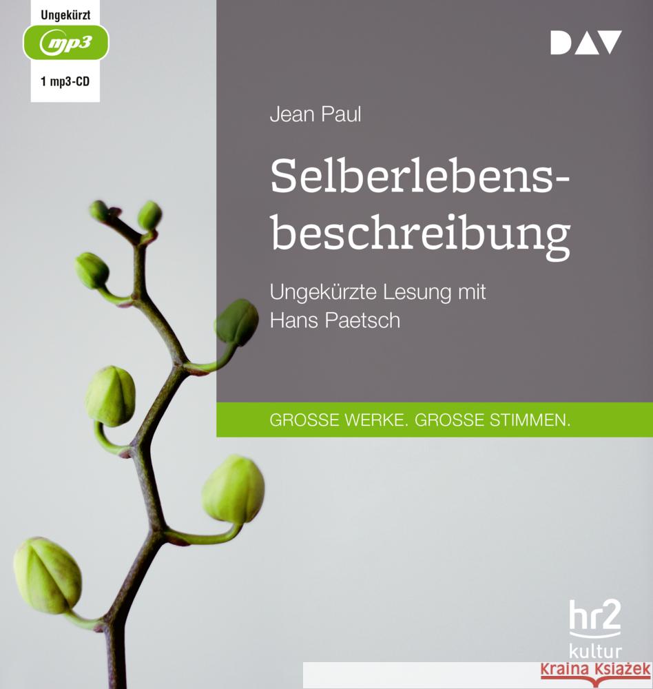 Selberlebensbeschreibung, 1 Audio-CD, 1 MP3 Paul, Jean 9783742427946 Der Audio Verlag, DAV