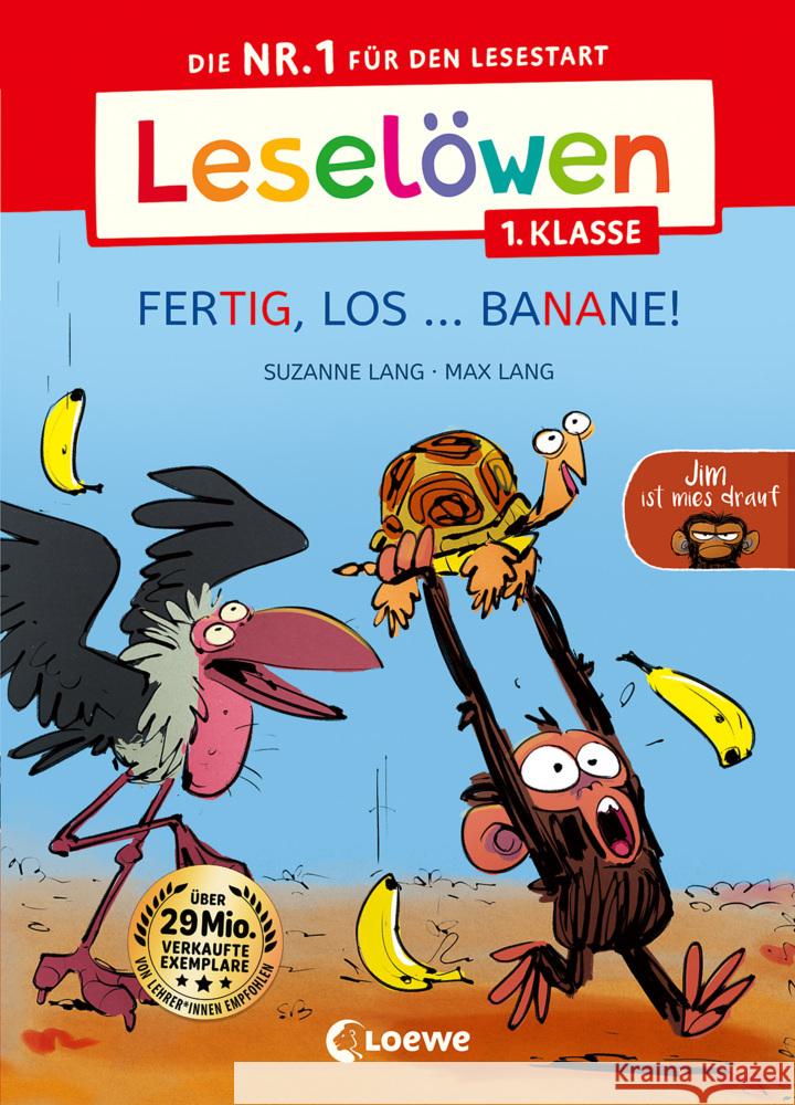 Leselöwen 1. Klasse - Jim ist mies drauf - Fertig, los ... Banane! (Großbuchstaben) Lang, Suzanne 9783743215863 Loewe