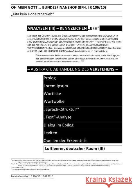 OH MEIN GOTT ... BUNDESFINANZHOF (BFH, I R 106/10) - ANALYSEN (III) - KENNZEICHEN 