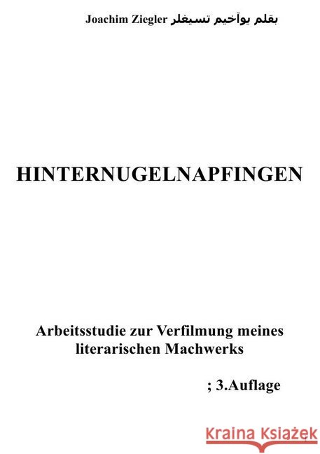 Hinternugelnapfingen Arbeitsstudie zur Verfilmung meines literarischen Machwerks; 3.Auflage Ziegler, Joachim 9783746793948 epubli