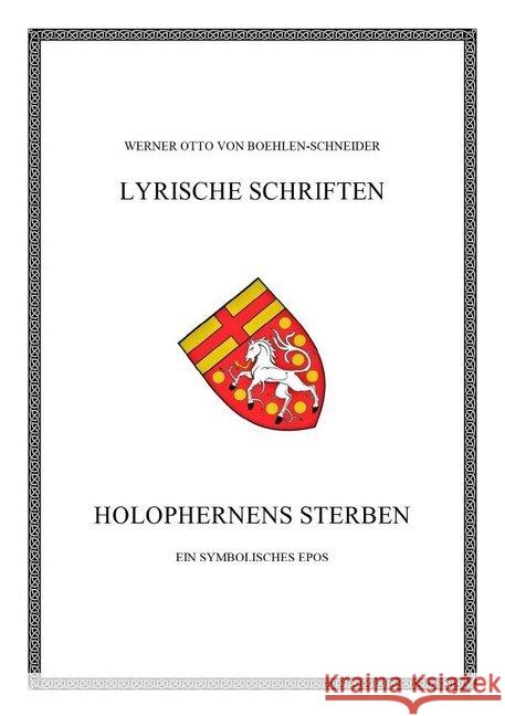 Holophernens Sterben : Ein symbolisches Epos Otto von Boehlen-Schneider, Werner 9783748504917