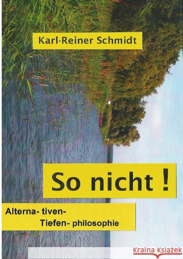 So nicht! : Alterna-tiven - Tiefen-philosophie Schmidt, Karl-Reiner 9783748549406