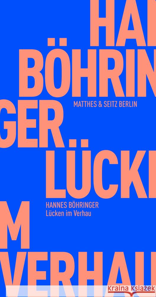 Lücken im Verhau Böhringer, Hannes 9783751805636 Matthes & Seitz Berlin