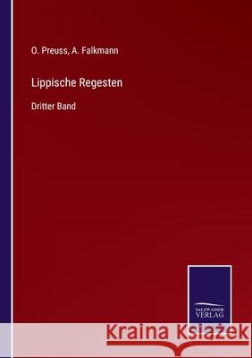 Lippische Regesten: Dritter Band O Preuss, A Falkmann 9783752550245 Salzwasser-Verlag