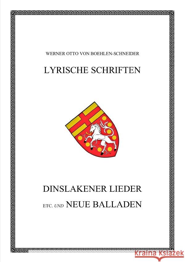 Dinslakener Lieder Otto von Boehlen-Schneider, Werner 9783752990249