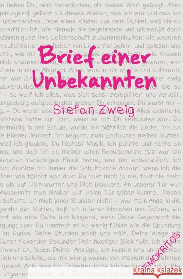 Brief einer Unbekannten Zweig, Stefan 9783752994612 epubli