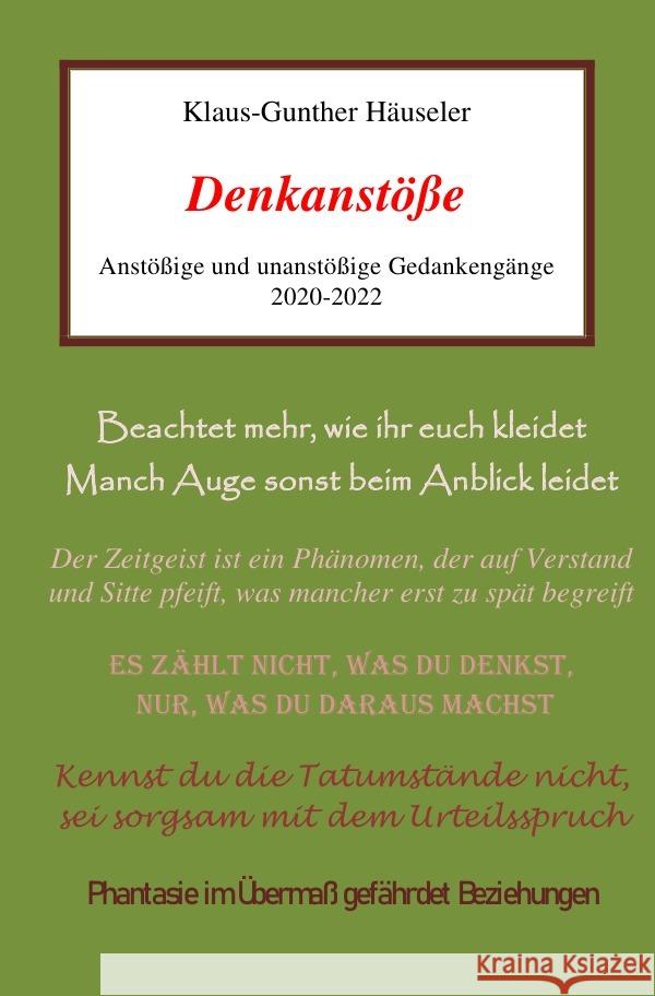 Denkanstöße Häuseler, Klaus-Gunther 9783754967690