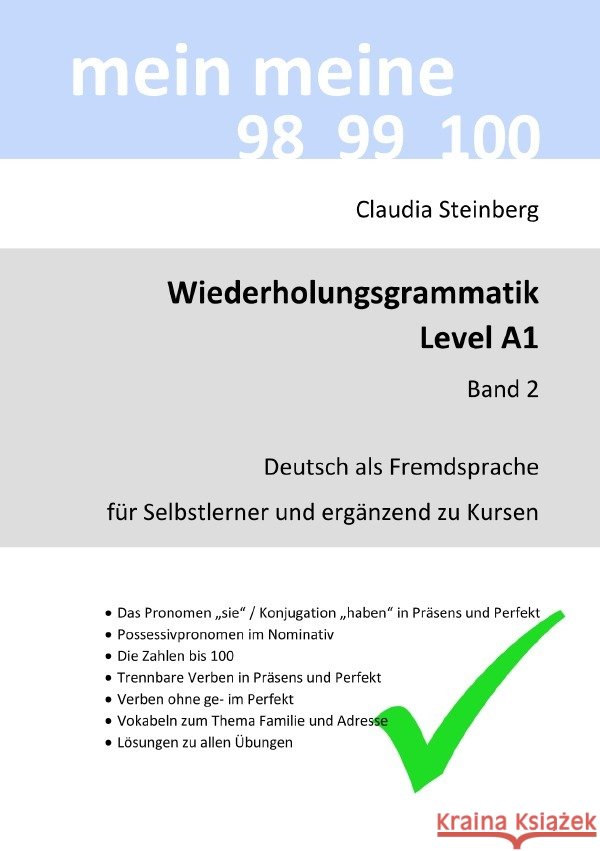 DaF - Wiederholungsgrammatik A1 - Band 2 Steinberg, Claudia 9783757555566 epubli