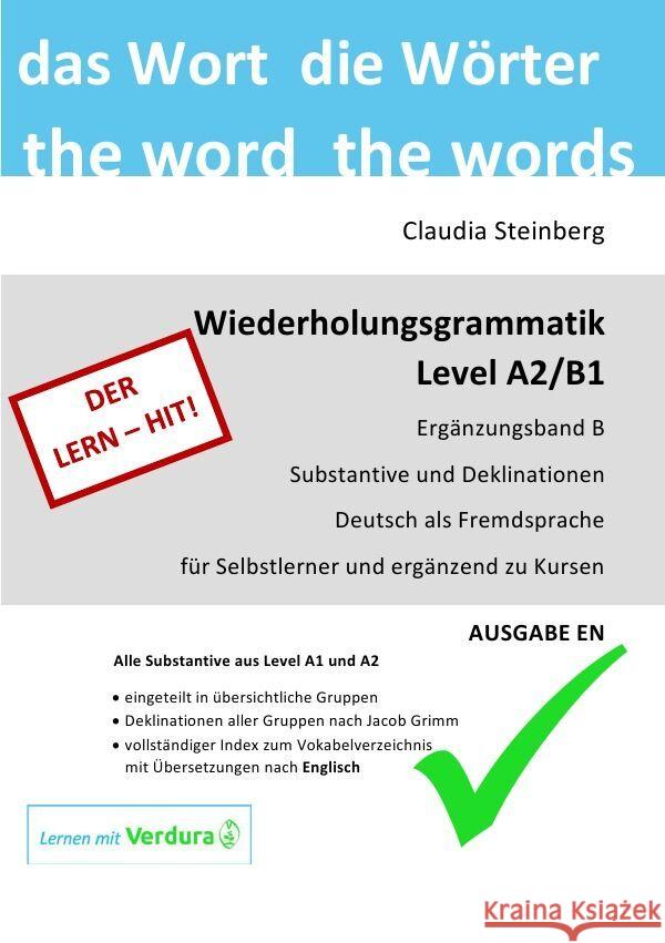 DaF - Wiederholungsgrammatik A2/B1 - Ergänzungsband B - Substantive und Deklinationen - Ausgabe EN Steinberg, Claudia 9783757569228 epubli