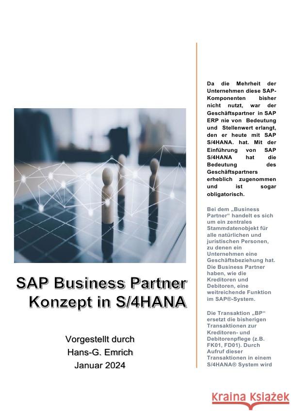 SAP Business Partner Konzept in S/4HANA Emrich, Hans-Georg 9783758464348