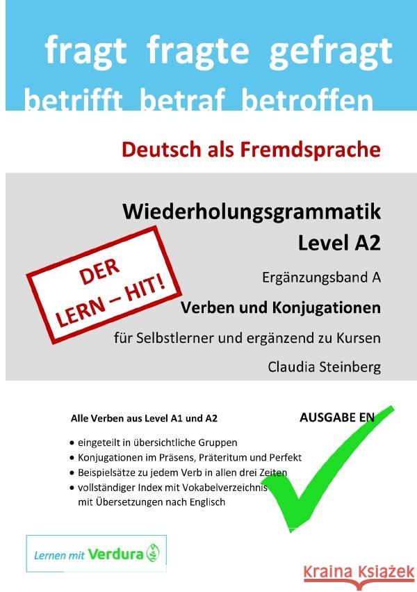 DaF - Wiederholungsgrammatik A2 - Ergänzungsband A - Verben und Konjugationen - Ausgabe EN Steinberg, Claudia 9783758484162