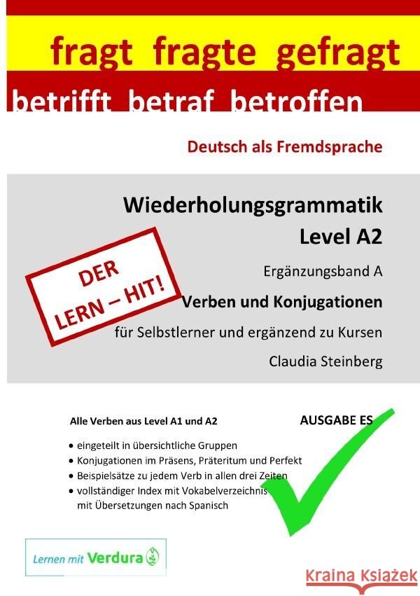 DaF - Wiederholungsgrammatik A2 - Ergänzungsband A - Verben und Konjugationen - Ausgabe ES Steinberg, Claudia 9783758485107