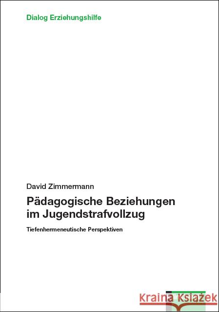 Pädagogische Beziehungen im Jugendstrafvollzug Zimmermann, David 9783781525221 Klinkhardt