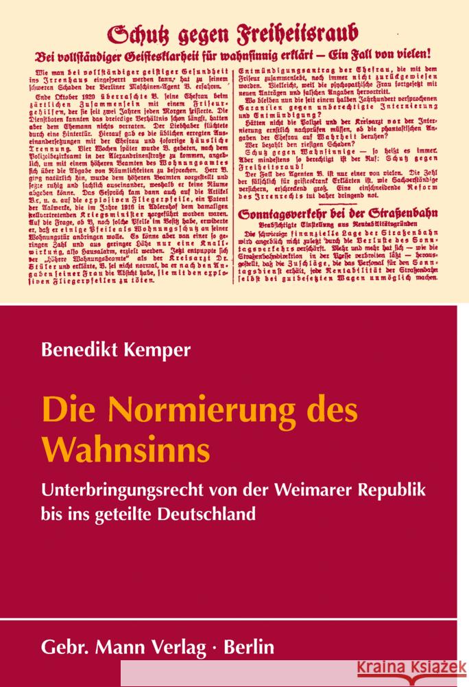 Die Normierung des Wahnsinns Kemper, Benedikt 9783786129141 Mann (Gebr.), Berlin