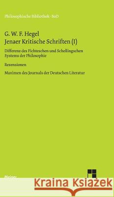 Jenaer Kritische Schriften / Jenaer Kritische Schriften (I) Brockard, Hans 9783787304837 Felix Meiner