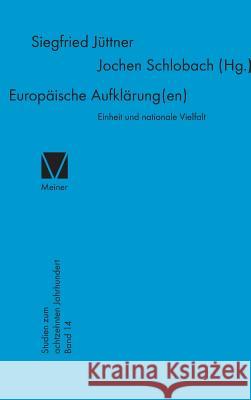Europäische Aufklärung(en) Schlobach, Jochen 9783787310791 Felix Meiner
