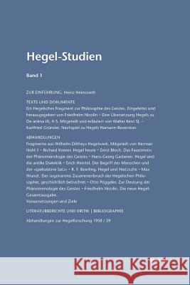 Hegel-Studien / Hegel-Studien Band 1 (1961) Otto Pöggeler, Friedhelm Nicolin 9783787314669