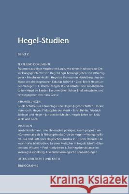 Hegel-Studien / Hegel-Studien Band 2 (1963) Otto Pöggeler, Friedhelm Nicolin 9783787314676