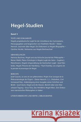 Hegel-Studien / Hegel-Studien Otto Pöggeler, Friedhelm Nicolin 9783787314683
