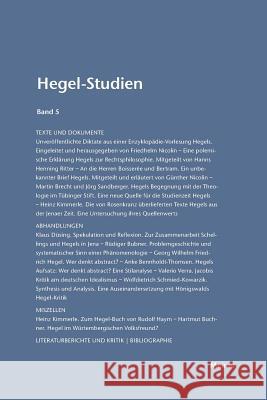 Hegel-Studien / Hegel-Studien Band 5 (1969) Friedhelm Nicolin Otto Poggeler 9783787314690