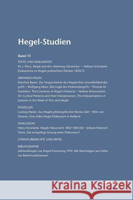 Hegel-Studien / Hegel-Studien Band 11 (1976) Otto Pöggeler, Friedhelm Nicolin 9783787314751