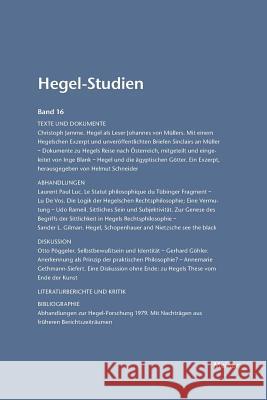 Hegel-Studien / Hegel-Studien Band 16 (1981) Friedhelm Nicolin Otto Poggeler 9783787314805