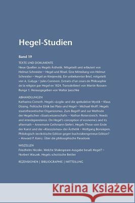 Hegel-Studien / Hegel-Studien Band 19 (1984) Otto Pöggeler, Friedhelm Nicolin 9783787314836 Felix Meiner