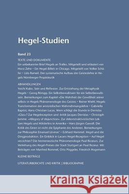 Hegel-Studien / Hegel-Studien Band 23 (1988) Otto Pöggeler, Friedhelm Nicolin 9783787314874 Felix Meiner
