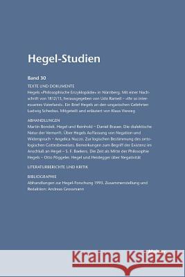 Hegel-Studien / Hegel-Studien Band 30 (1995) Otto Pöggeler, Friedhelm Nicolin 9783787314942