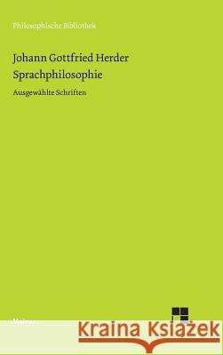 Sprachphilosophie Herder, Johann Gottfried 9783787317684 Felix Meiner