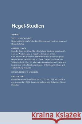 Hegel-Studien / Hegel-Studien Band 35 (2000) Otto Pöggeler, Friedhelm Nicolin 9783787325177