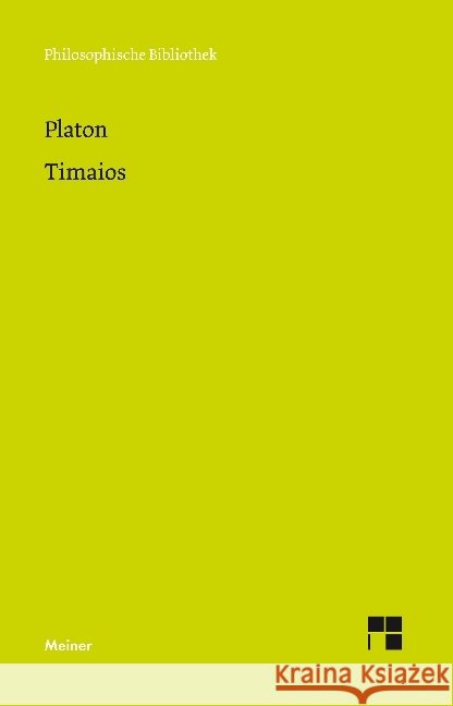 Timaios Platon 9783787328673
