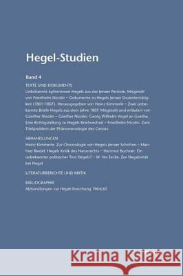 Hegel-Studien / Hegel-Studien Band 4 (1967) Friedhelm Nicolin Otto Poggeler 9783787329304 Felix Meiner