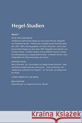 Hegel-Studien / Hegel-Studien Band 4 (1967) Friedhelm Nicolin Otto Poggeler 9783787329304