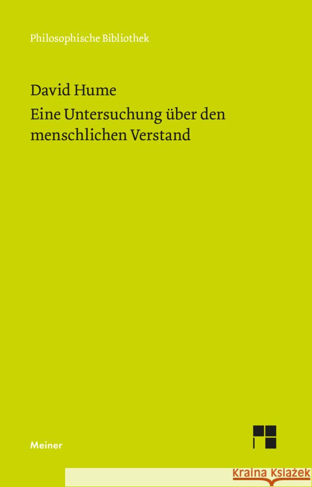 Eine Untersuchung über den menschlichen Verstand Hume, David 9783787341986
