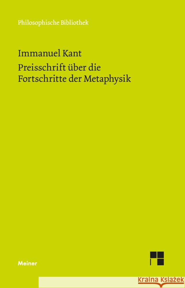 Preisschrift über die Fortschritte der Metaphysik Kant, Immanuel 9783787346776