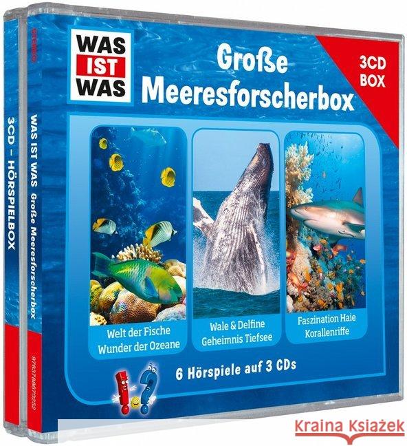 Was ist was Hörspielbox: Große Meeresforscher-Box, 3 Audio-CDs : 6 Hörspiele auf 3 CDs. Fische/ Ozeane, Wale & Delfine/ Tiefsee, Haie/ Korallenriffe Baur, Manfred; Haderer, Kurt; Falk, Matthias 9783788670252 Tessloff