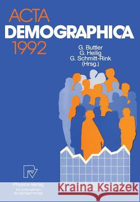 ACTA Demographica 1992 Buttler, Günter 9783790805666