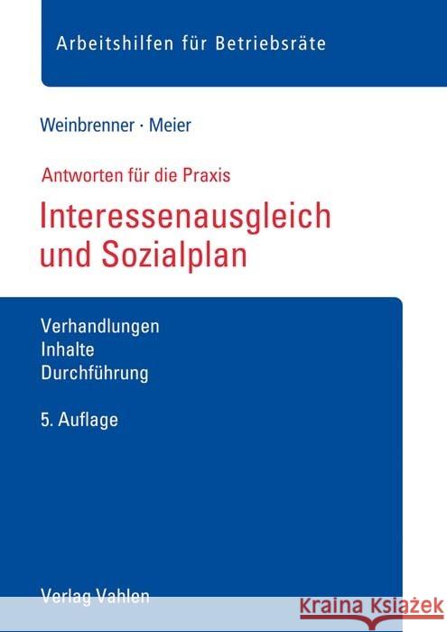 Interessenausgleich und Sozialplan Weinbrenner, Lars, Meier, Enrico 9783800666584