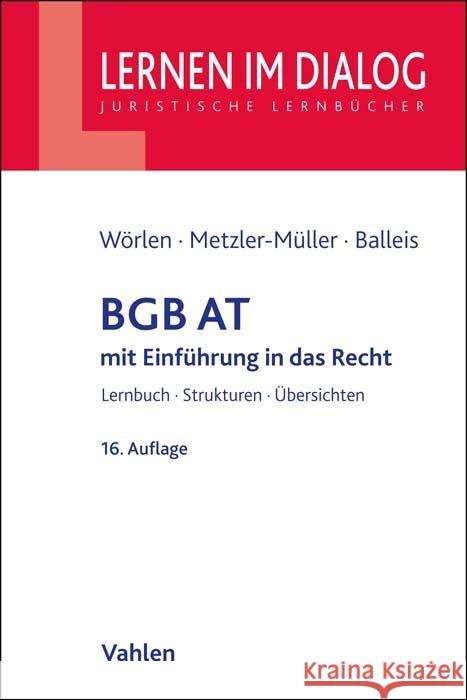 BGB AT Wörlen, Rainer, Metzler-Müller, Karin, Balleis, Kristina 9783800668335 Vahlen