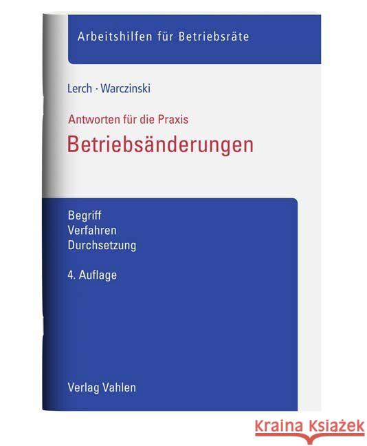 Betriebsänderungen Lerch, Sascha, Warczinski, Katharina 9783800671151