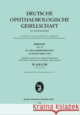 Bericht Über Die 66. Zusammenkunft in Heidelberg 1964: Redigiert Durch Den Schriftführer Der Deutschen Ophthalmologischen Gesellschaft Jaeger, Wolfgang 9783807002576 J.F. Bergmann-Verlag