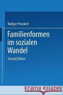 Familienformen im sozialen Wandel R?diger Peuckert 9783810014689 Vs Verlag Fur Sozialwissenschaften