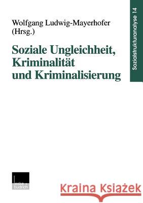 Soziale Ungleichheit, Kriminalität Und Kriminalisierung Ludwig-Mayerhofer, Wolfgang 9783810024725